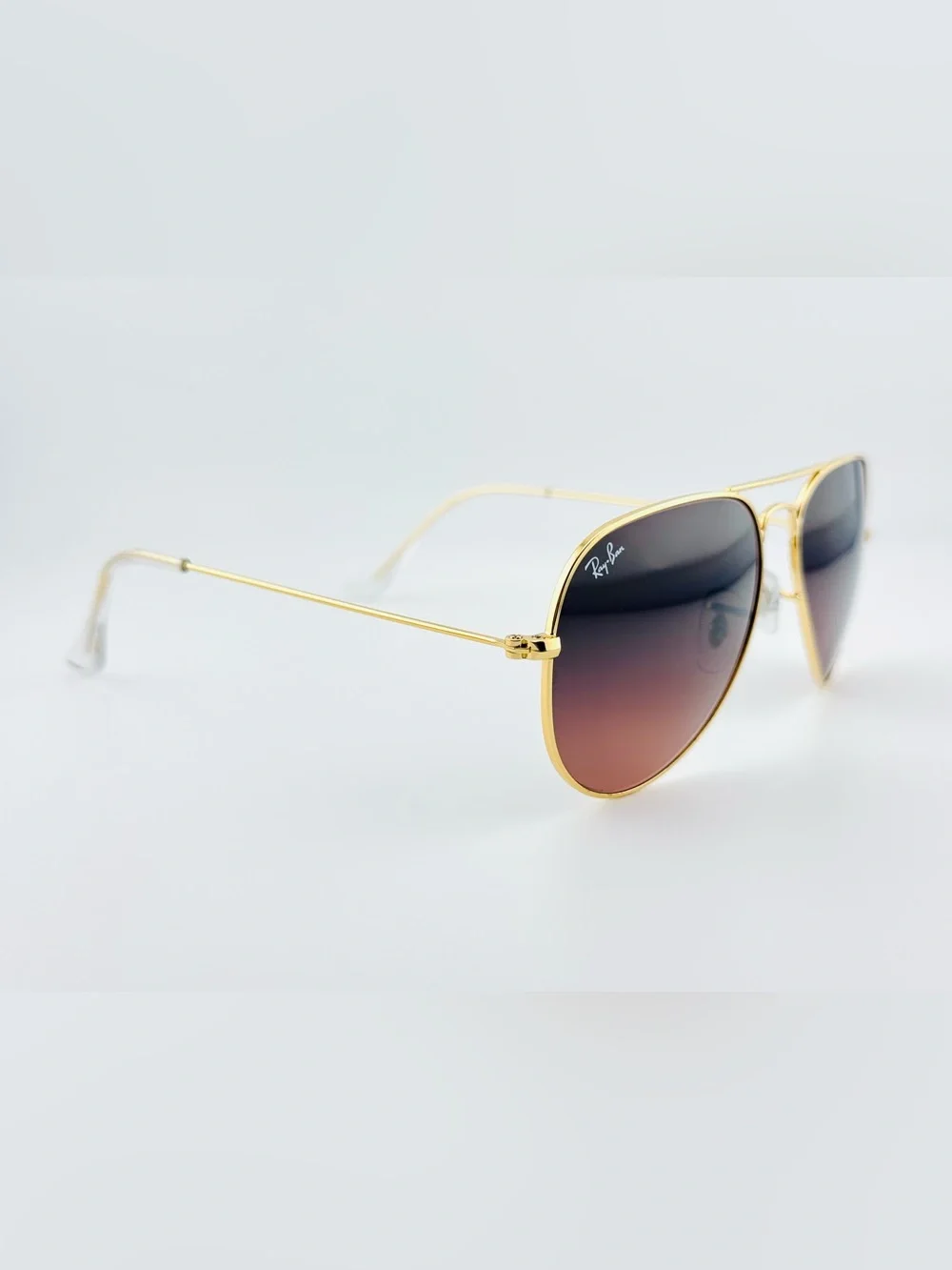 Ray-Ban Aviator Gradient Sunglasses RB3025 Gold Metal Frame Dark Burgundy Lenses